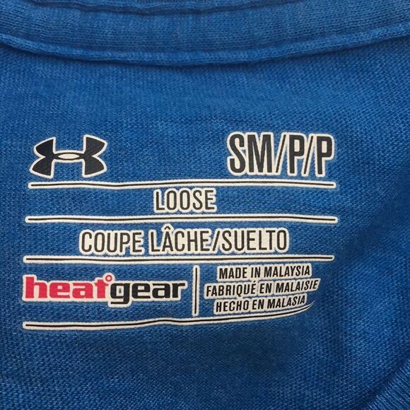 Blue Under Armour V-Neck T-Shirt with Large Logo - Picture 2 of 2